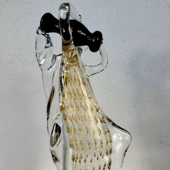 MURANO~VINTAGE 14" SIGNED MARIO BADIOLI BLACK GOLD GLASS FIGURINE SCULPTURE - Picture 14 of 16